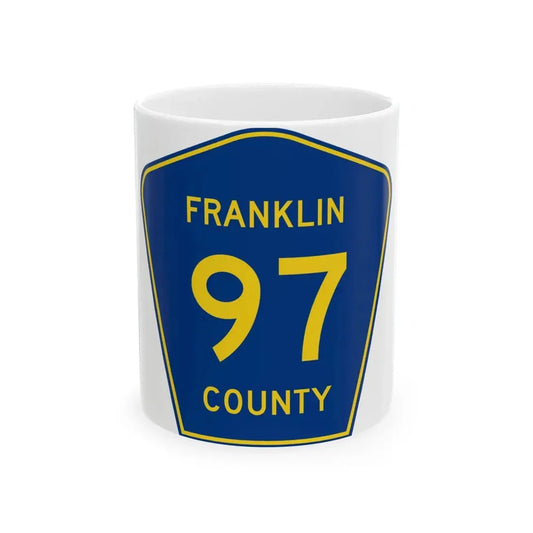 Franklin County Route 97 AR (Arkansas) (Road Sign) White Coffee Mug 11oz - Go Mug Yourself