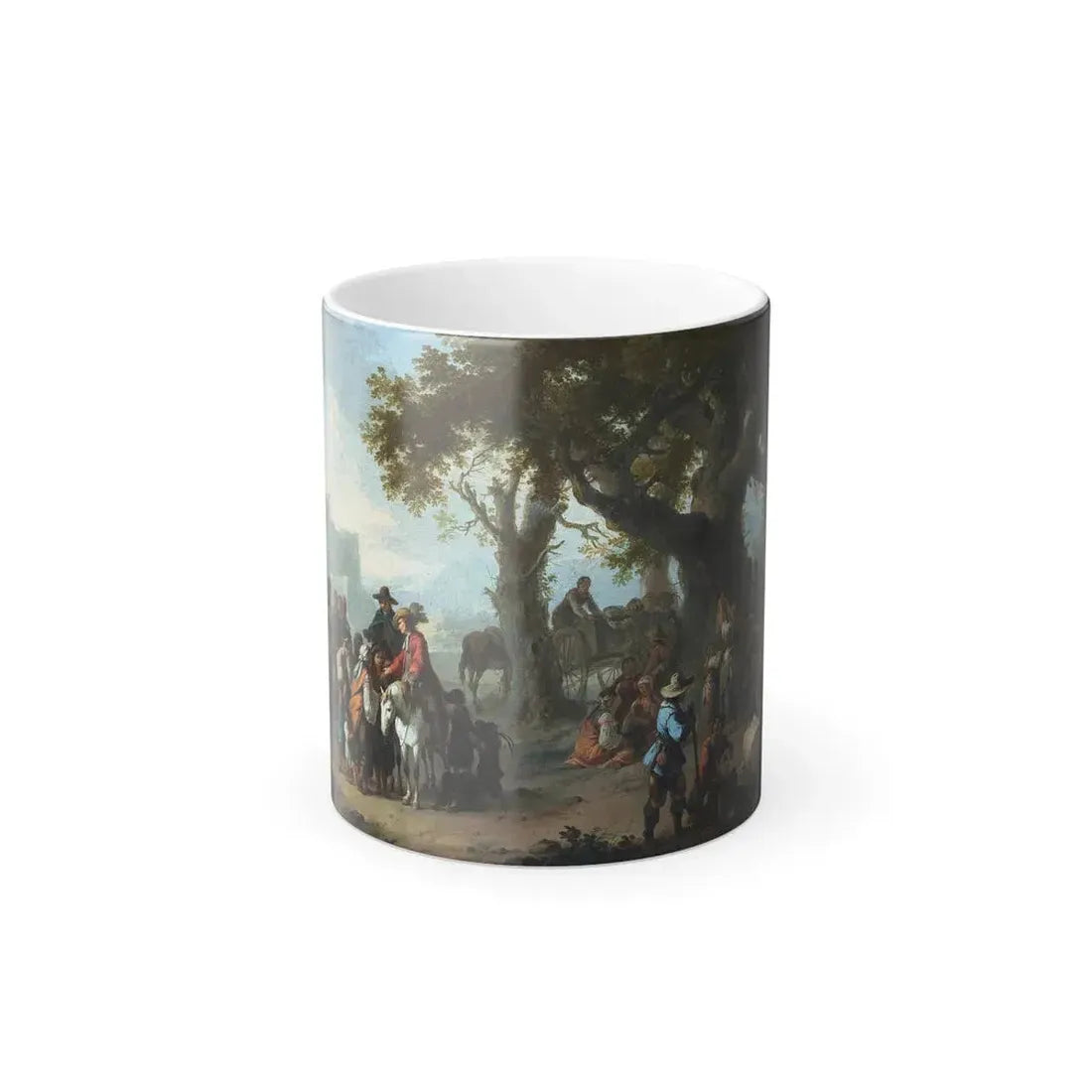 Franz de Paula Ferg (1689-1740) A Company at Rest - Oil on Copper - Color Changing Mug 11oz - Go Mug Yourself