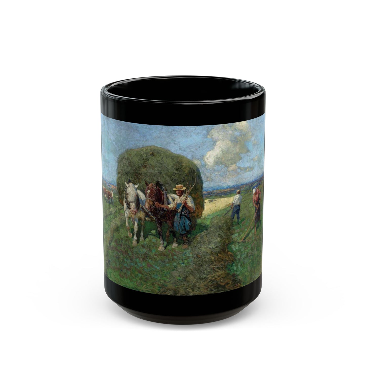 Franz Roubaud (1856-1928) The Hay Cart - Black Coffee Mug-15oz-Go Mug Yourself