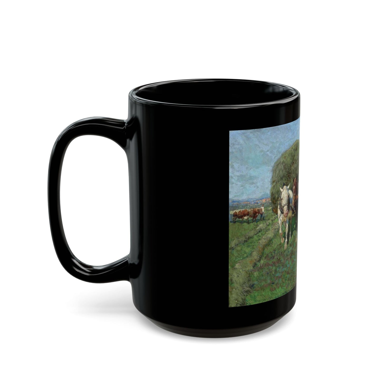 Franz Roubaud (1856-1928) The Hay Cart - Black Coffee Mug-Go Mug Yourself