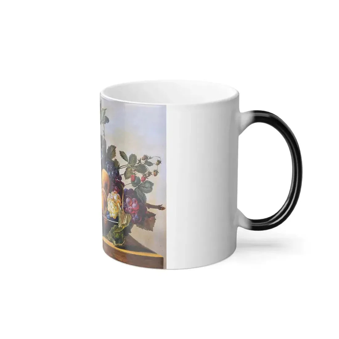 Franz Xaver Gruber (1801-1862) Still Life with Bowl of Fruit and Nuts - Oil on Panel - Color Changing Mug 11oz - Go Mug Yourself