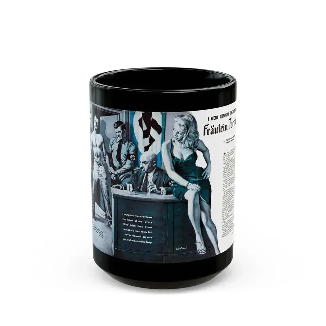 Fraulein Torture, For Men Only, February 1959 - Black Coffee Mug 15oz - Go Mug Yourself