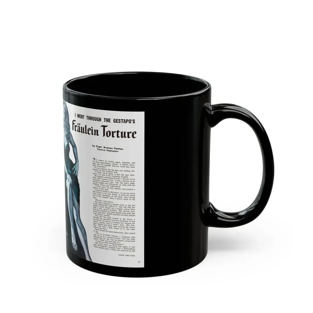 Fraulein Torture, For Men Only, February 1959 - Black Coffee Mug - Go Mug Yourself