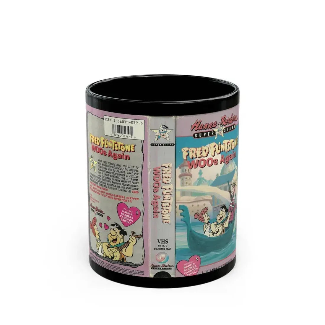 FRED FLINTSONE WOOS AGAIN (VHS COVER) - Black Coffee Mug 11oz - Go Mug Yourself