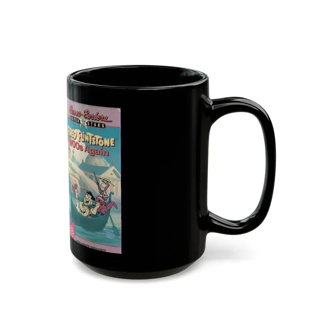 FRED FLINTSONE WOOS AGAIN (VHS COVER) - Black Coffee Mug - Go Mug Yourself