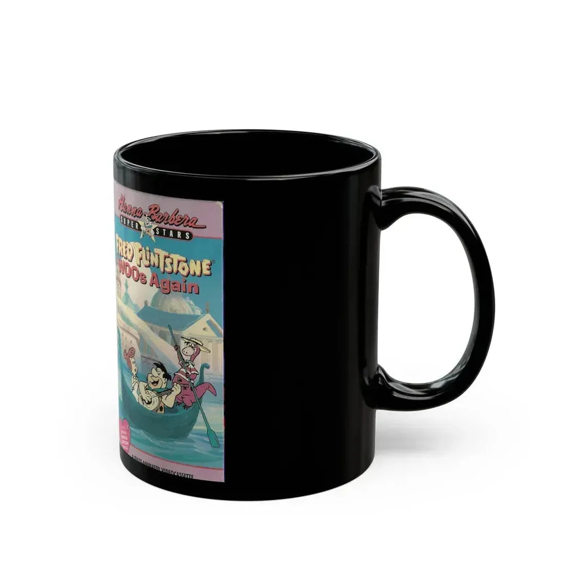 FRED FLINTSONE WOOS AGAIN (VHS COVER) - Black Coffee Mug - Go Mug Yourself