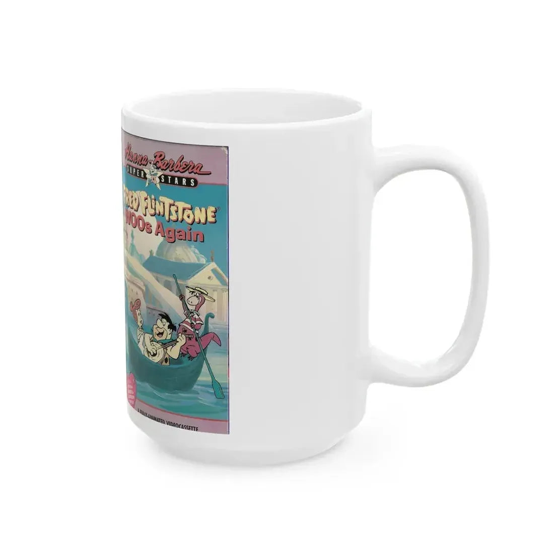 FRED FLINTSONE WOOS AGAIN (VHS COVER) - White Coffee Mug - Go Mug Yourself
