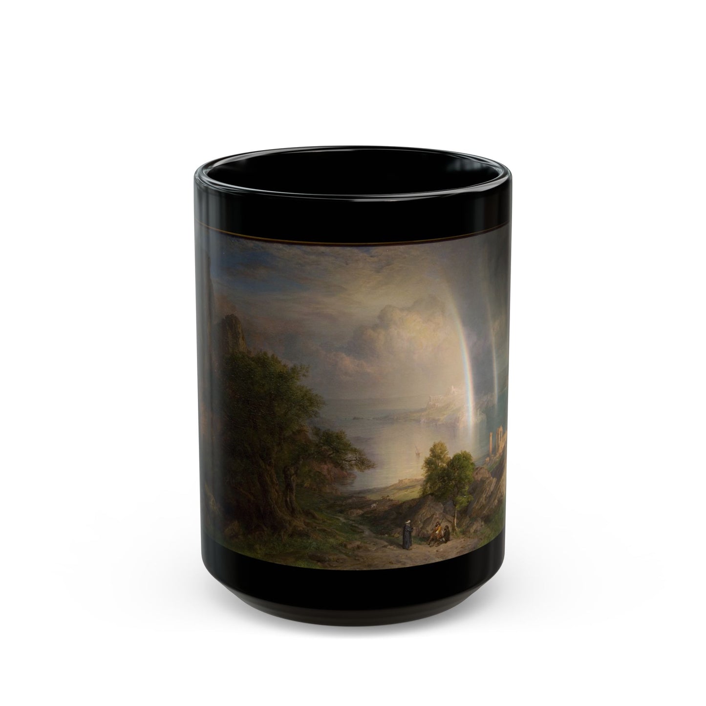 Frederic Edwin Church (1826-1900) Aegean Sea - Black Coffee Mug-15oz-Go Mug Yourself