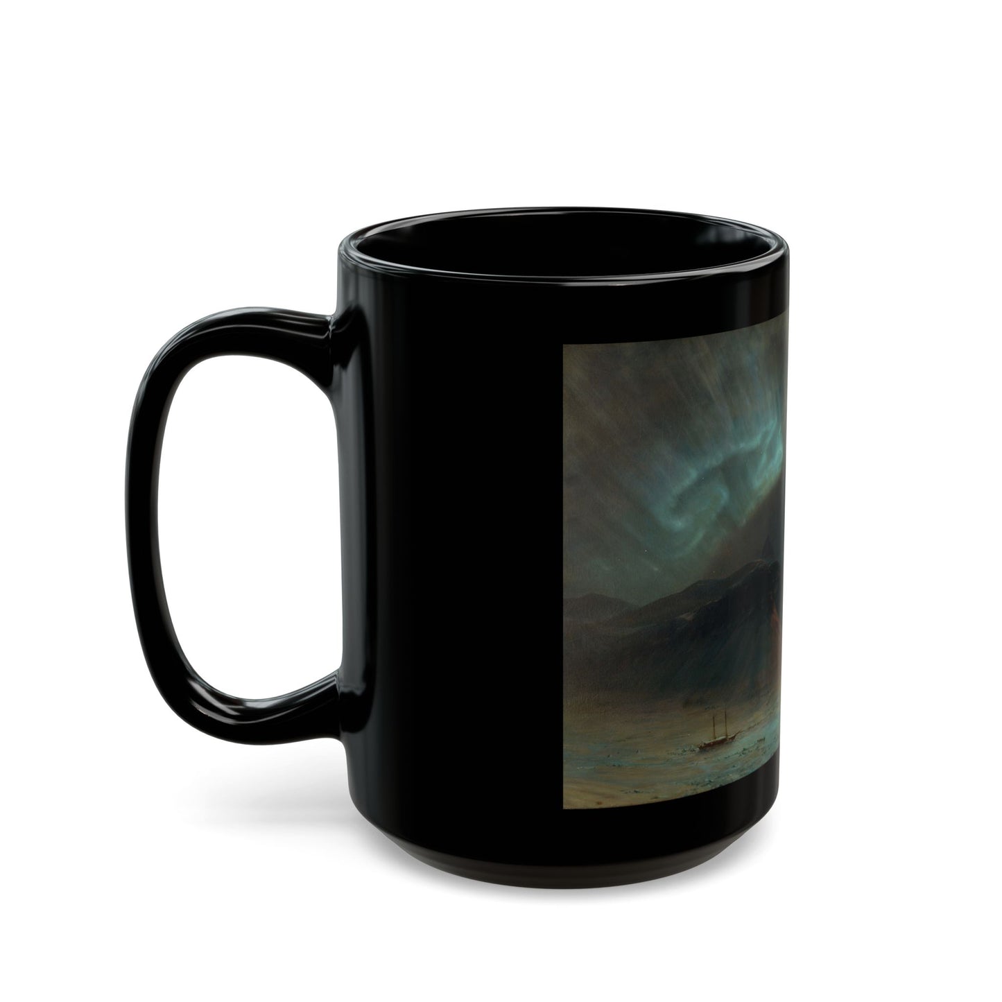 Frederic Edwin Church (1826-1900) Aurora Borealis - Black Coffee Mug-Go Mug Yourself