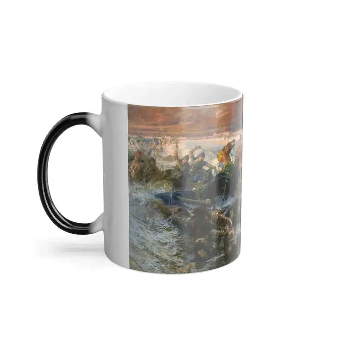 Frederick Arthur Bridgman (1847-1928) Pharaoh's Army Engulfed by the Red Sea - 1900 - Color Changing Mug 11oz - Go Mug Yourself