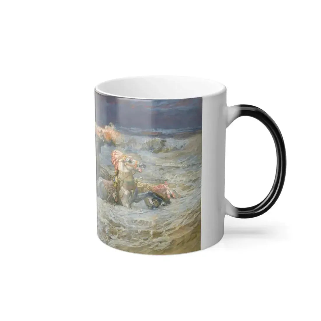 Frederick Arthur Bridgman (1847-1928) Pharaoh's Army Engulfed by the Red Sea - 1900 - Color Changing Mug 11oz - Go Mug Yourself