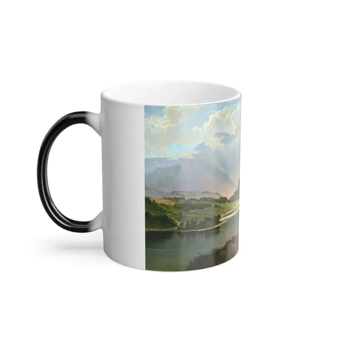 Frederick Debourg Richards (1822-1903) Benvenue Rising Over Loch Achray, Scotland - Oil on Canvas 1875 - Color Changing Mug 11oz - Go Mug Yourself