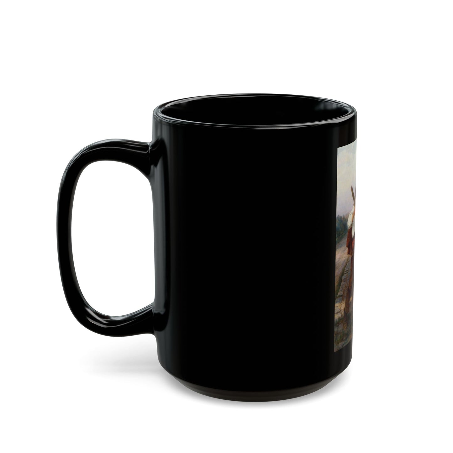 Frederick Morgan (1847-1927) A Fathers Return - Black Coffee Mug-Go Mug Yourself
