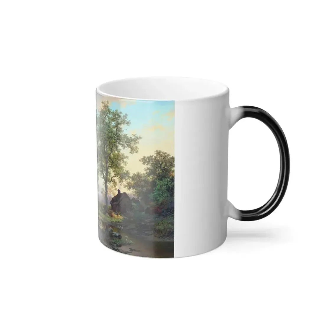 Frederik Marianus Kruseman (1816-1882) Landscape with herd and shepherd - Oil on canvas 1880 - Color Changing Mug 11oz - Go Mug Yourself