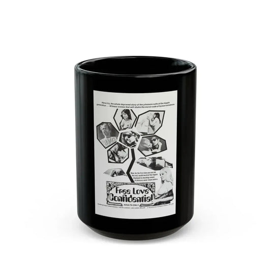 FREE LOVE CONFIDENTIAL 1967 Movie Poster - Black Coffee Mug 15oz - Go Mug Yourself