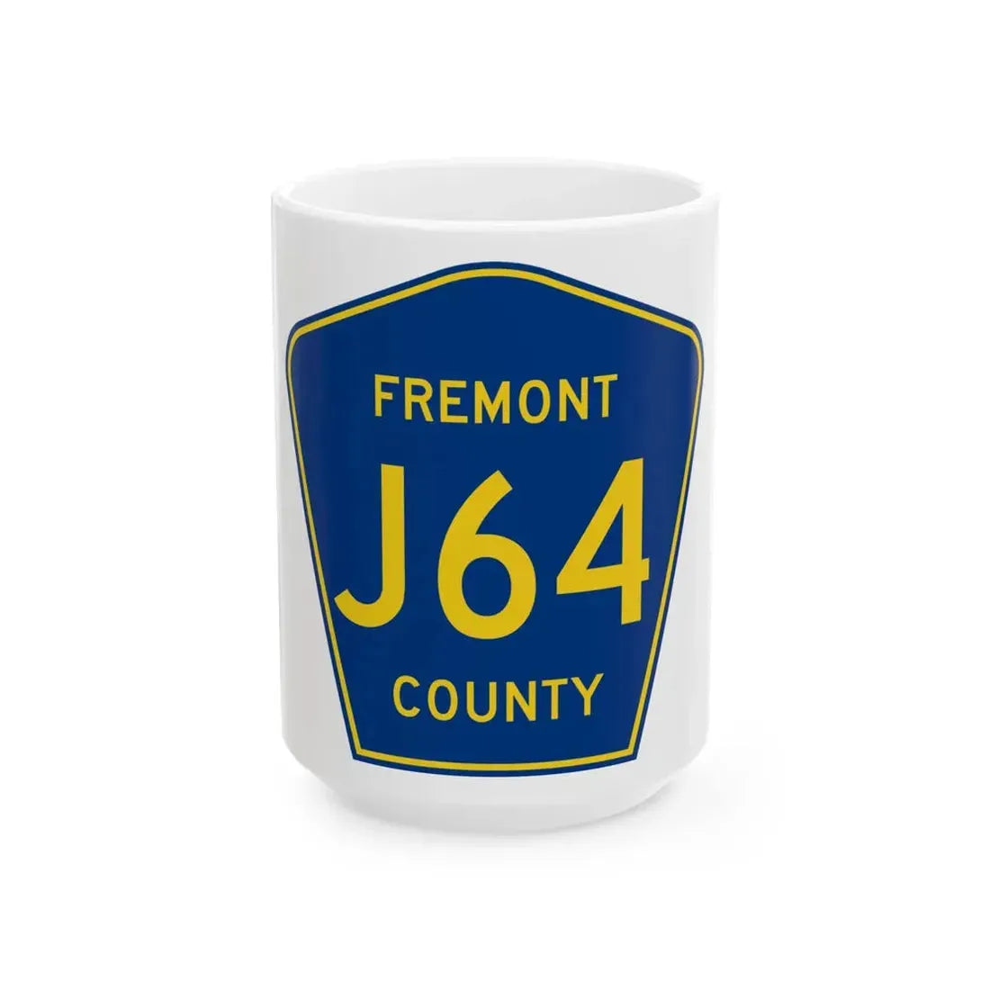 Fremont County Route J64 IA (Iowa) (Road Sign) White Coffee Mug 15oz - Go Mug Yourself