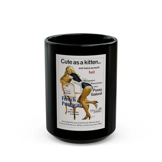 FRENCH PUSSYCAT 1972 Movie Poster - Black Coffee Mug 15oz - Go Mug Yourself