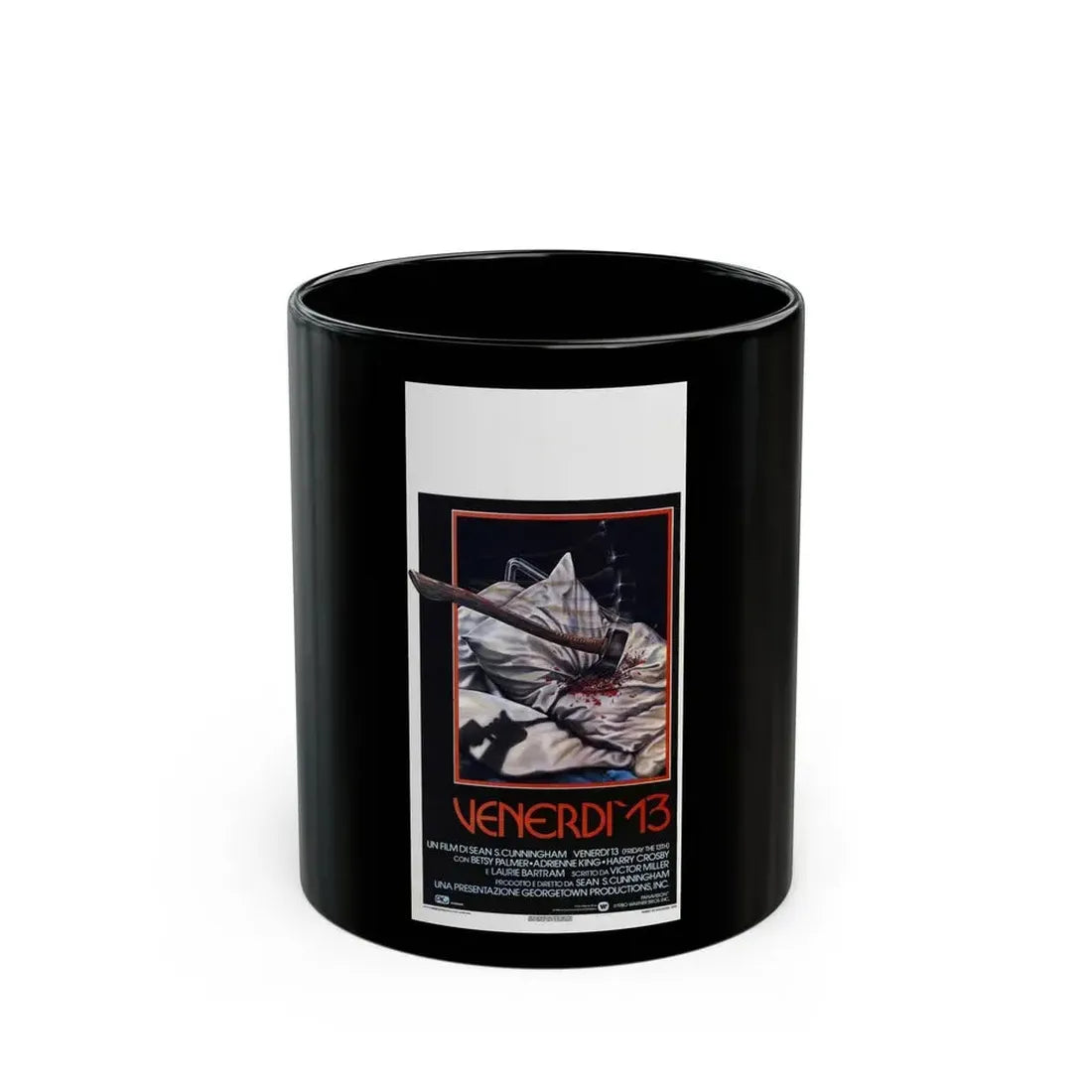 FRIDAY THE 13TH (ITALIAN) 1980 Movie Poster - Black Coffee Mug 11oz - Go Mug Yourself