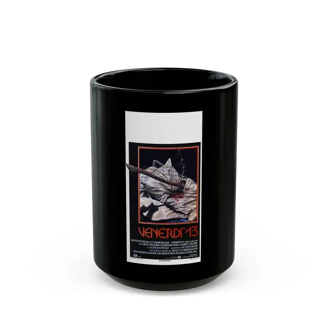 FRIDAY THE 13TH (ITALIAN) 1980 Movie Poster - Black Coffee Mug 15oz - Go Mug Yourself
