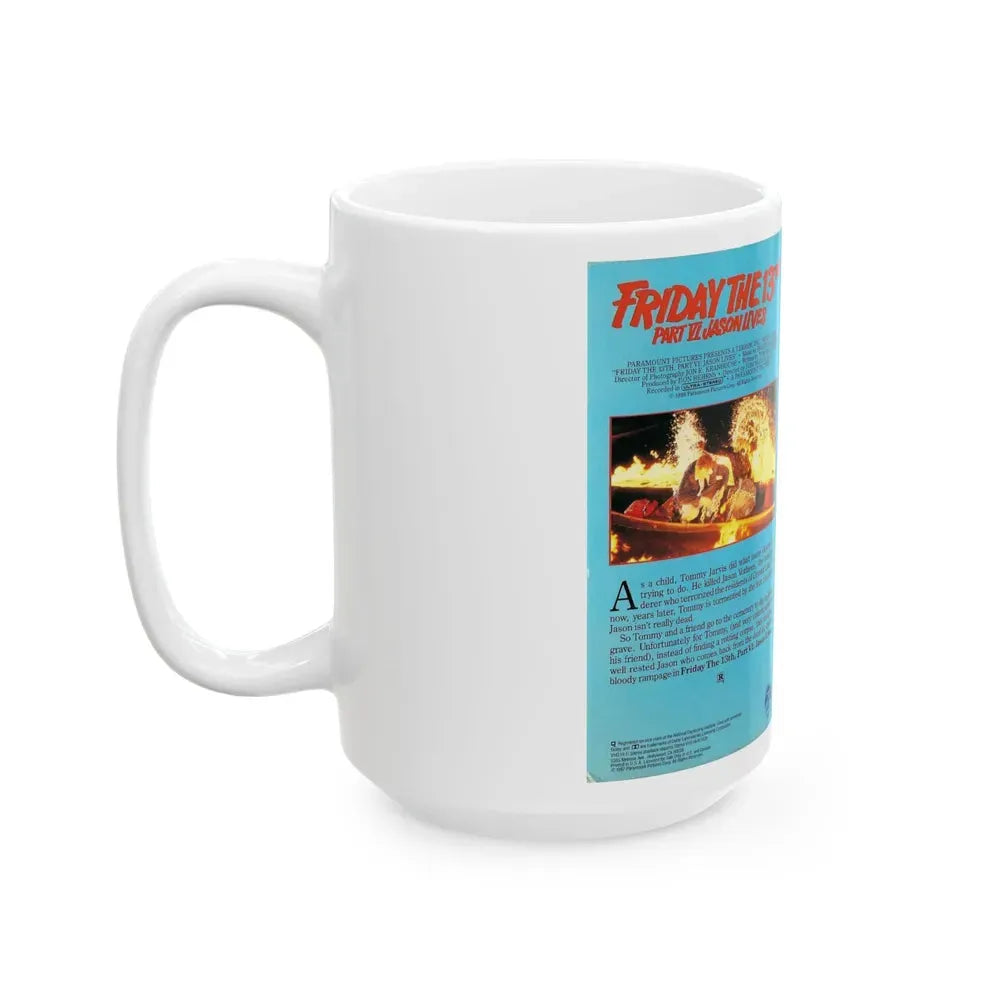 FRIDAY THE 13TH PART 6 JASON LIVES (VHS COVER) - White Coffee Mug - Go Mug Yourself