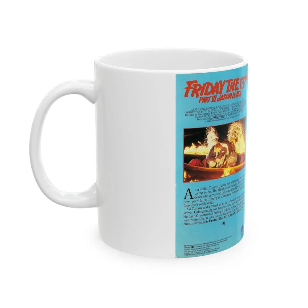 FRIDAY THE 13TH PART 6 JASON LIVES (VHS COVER) - White Coffee Mug - Go Mug Yourself