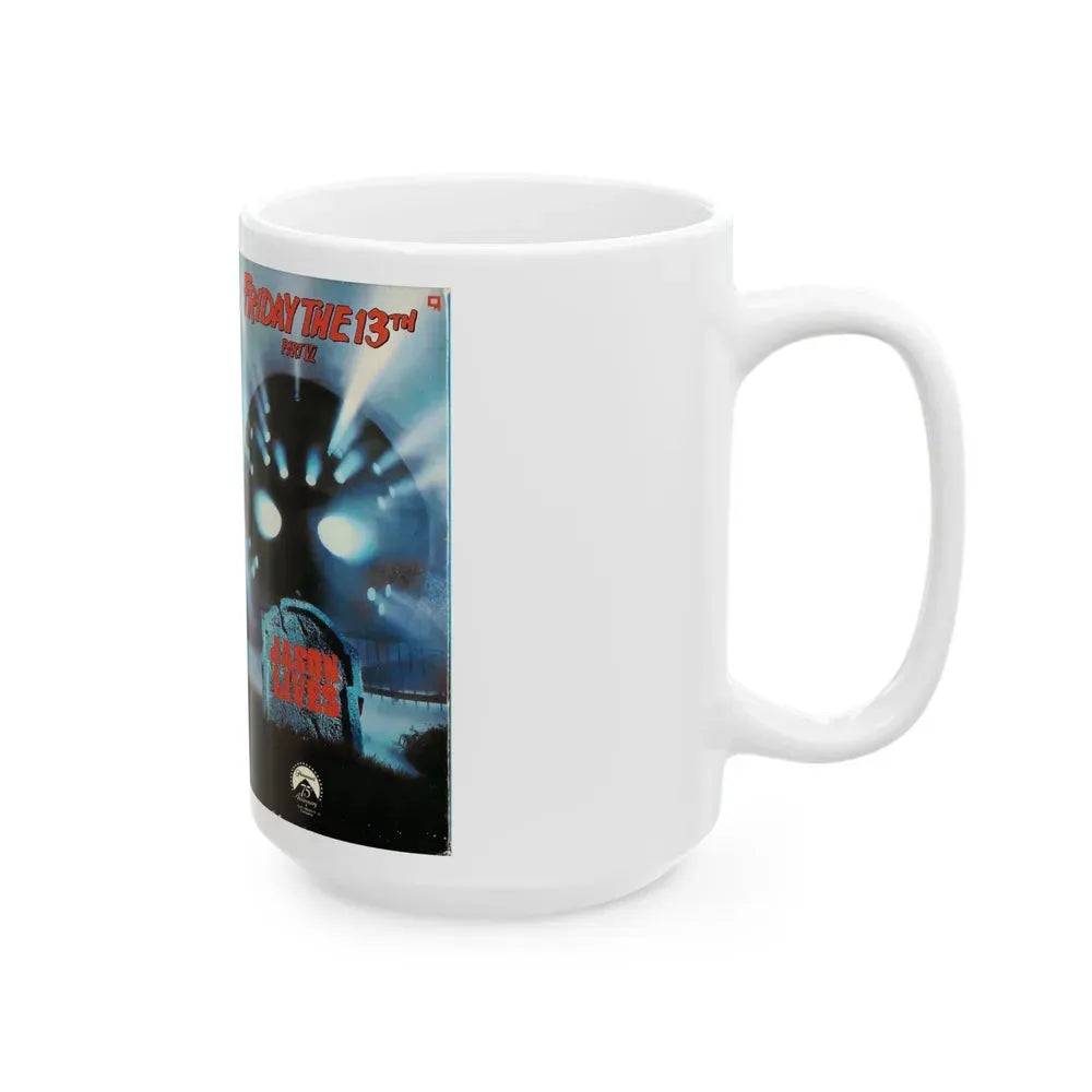 FRIDAY THE 13TH PART 6 JASON LIVES (VHS COVER) - White Coffee Mug - Go Mug Yourself