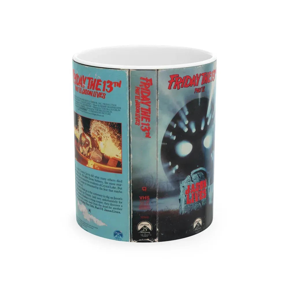 FRIDAY THE 13TH PART VI JASON LIVES (VHS COVER) - White Coffee Mug 11oz - Go Mug Yourself