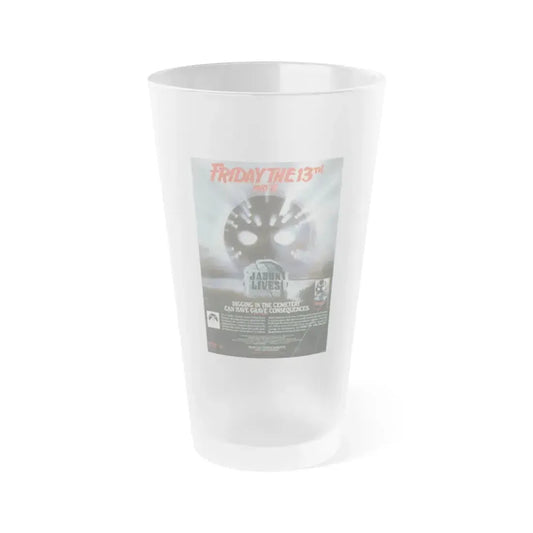 FRIDAY THE 13TH PART VI - JASON LIVES (VIDEO) 1986 Movie Poster - Frosted Pint Glass 16oz 16oz Frosted - Go Mug Yourself