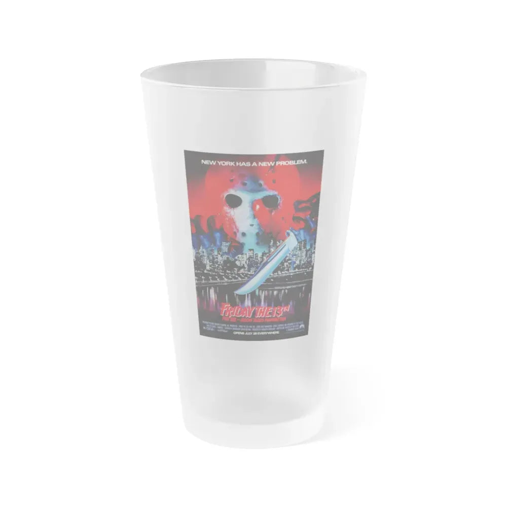 FRIDAY THE 13TH PART VIII - JASON TAKES MANHATTAN 1989 Movie Poster - Frosted Pint Glass 16oz 16oz Frosted - Go Mug Yourself