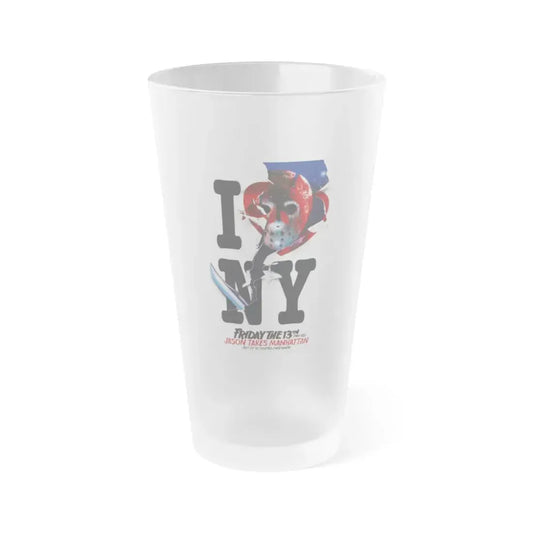 FRIDAY THE 13TH PART VIII - JASON TAKES MANHATTAN (TEASER) 1989 Movie Poster - Frosted Pint Glass 16oz 16oz Frosted - Go Mug Yourself