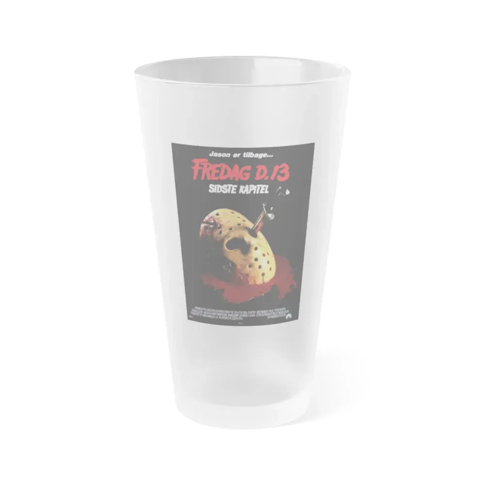FRIDAY THE 13TH - THE FINAL CHAPTER (DANISH) 1984 Movie Poster - Frosted Pint Glass 16oz 16oz Frosted - Go Mug Yourself