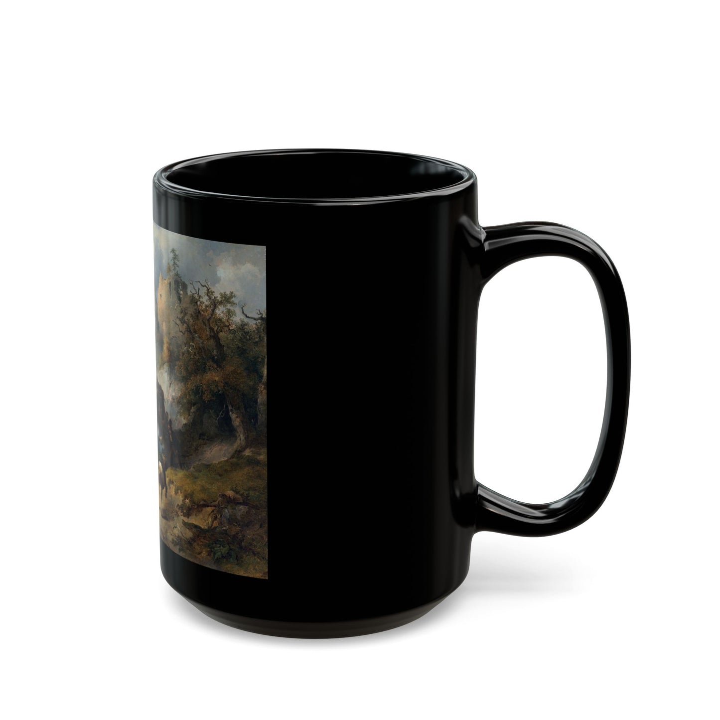 Friedrich Gauermann (1807-1862) Ueberfall (The Robbery) - Black Coffee Mug-Go Mug Yourself