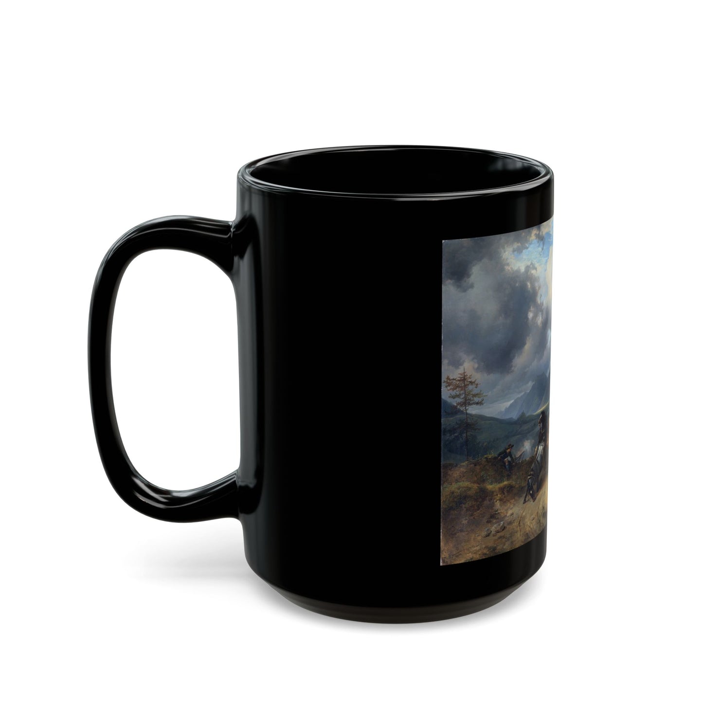 Friedrich Gauermann (1807-1862) Ueberfall (The Robbery) - Black Coffee Mug-Go Mug Yourself