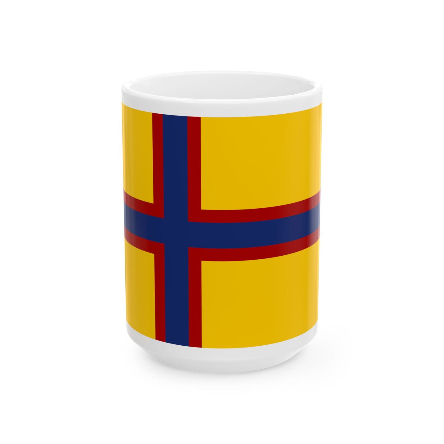 Friesenflagge mit skandinavischen Kreuz (Germany) White Coffee Mug-15oz-Go Mug Yourself