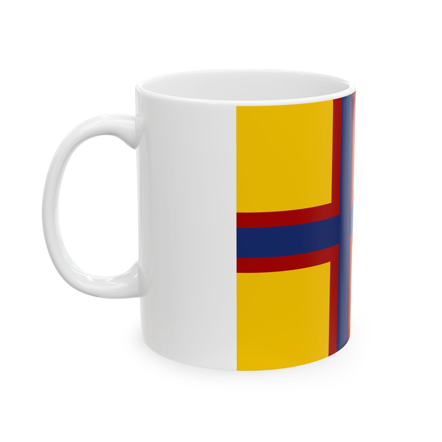 Friesenflagge mit skandinavischen Kreuz (Germany) White Coffee Mug-Go Mug Yourself