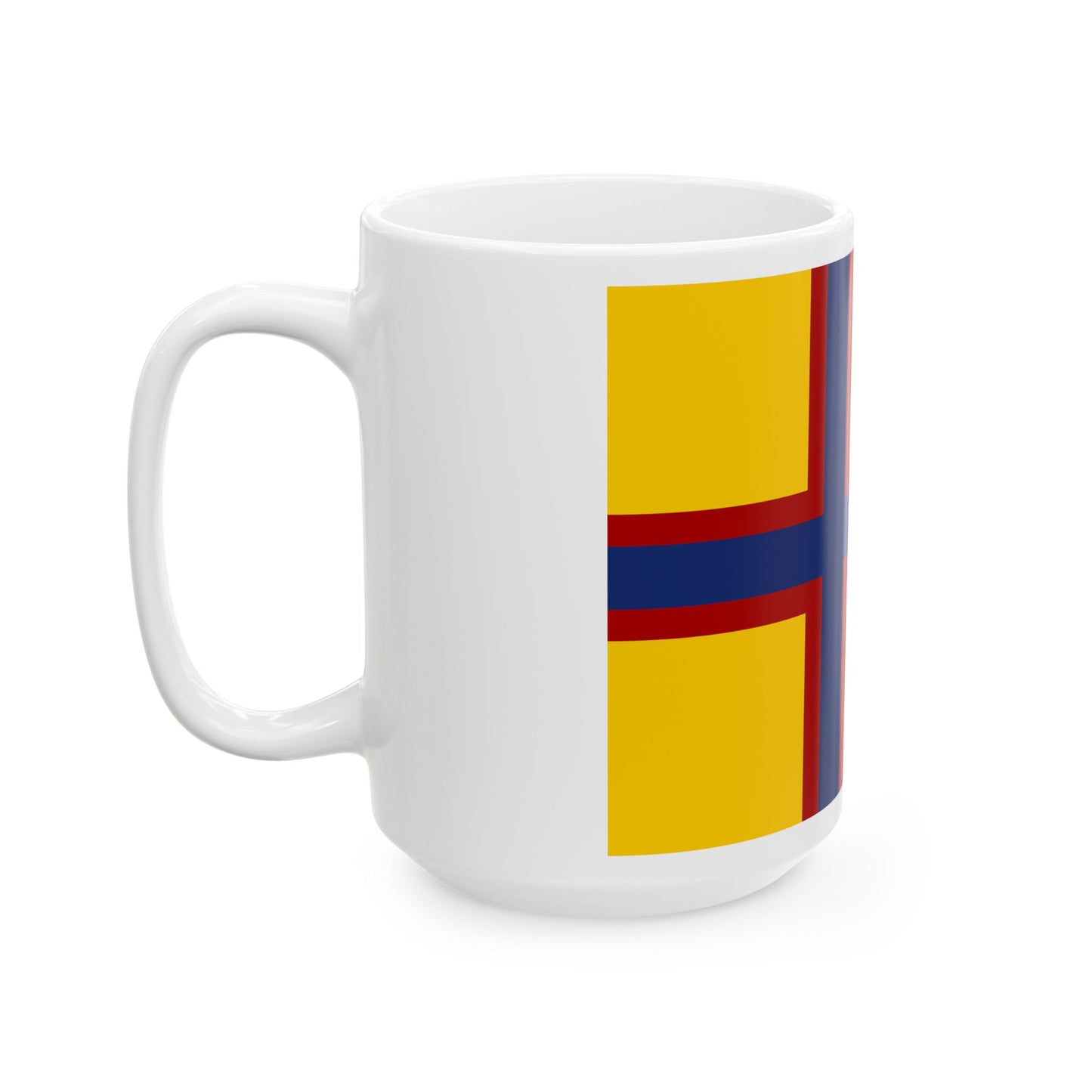 Friesenflagge mit skandinavischen Kreuz (Germany) White Coffee Mug-Go Mug Yourself