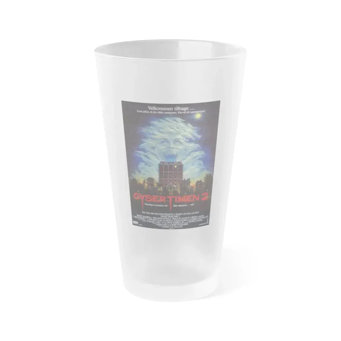 FRIGHT NIGHT 2 (DANISH) 1988 Movie Poster - Frosted Pint Glass 16oz 16oz Frosted - Go Mug Yourself