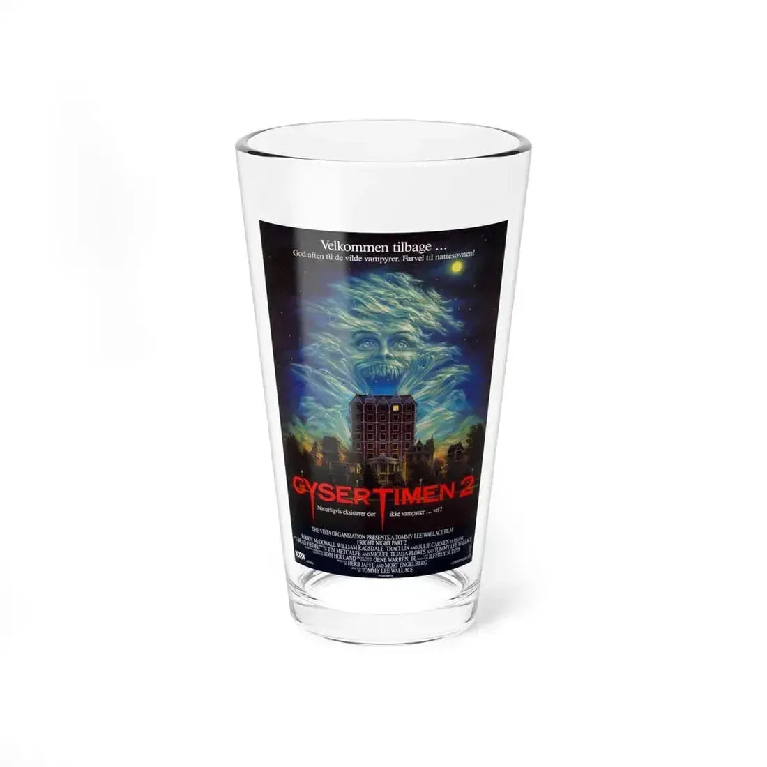 FRIGHT NIGHT 2 (DANISH) 1988 Movie Poster - Pint Glass 16oz 16oz - Go Mug Yourself