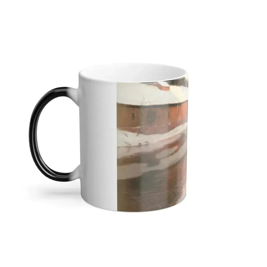 Fritz Thaulow (1847-1906) a factory building near an icy river in winter - 1892 - Color Changing Mug 11oz - Go Mug Yourself