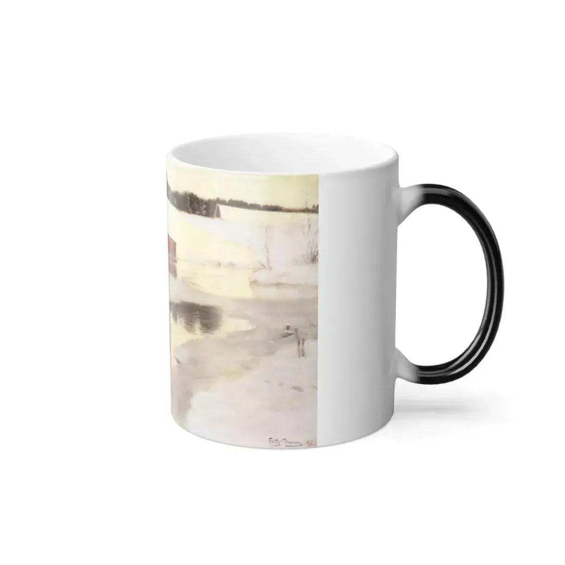 Fritz Thaulow (1847-1906) a factory building near an icy river in winter - 1892 - Color Changing Mug 11oz - Go Mug Yourself