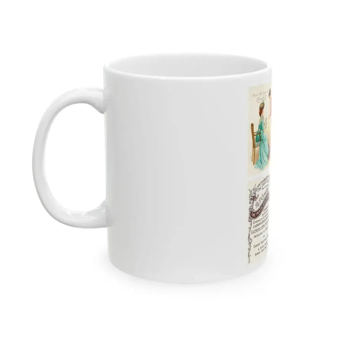 Front and back of advertising postcard for Campbell's Dye Works - White Coffee Mug - Go Mug Yourself