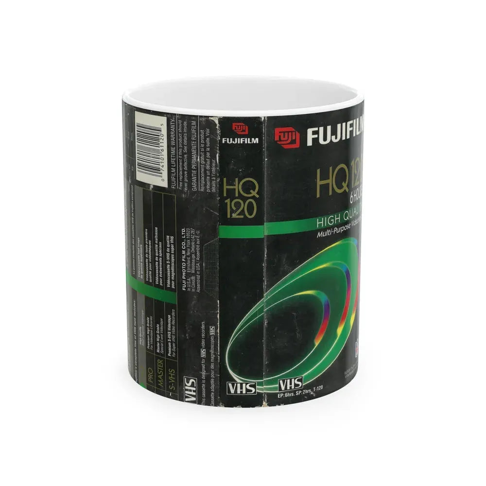 FUGIFILM HQ120 BLANK VIDEO TAPE (VHS COVER) - White Coffee Mug 11oz - Go Mug Yourself