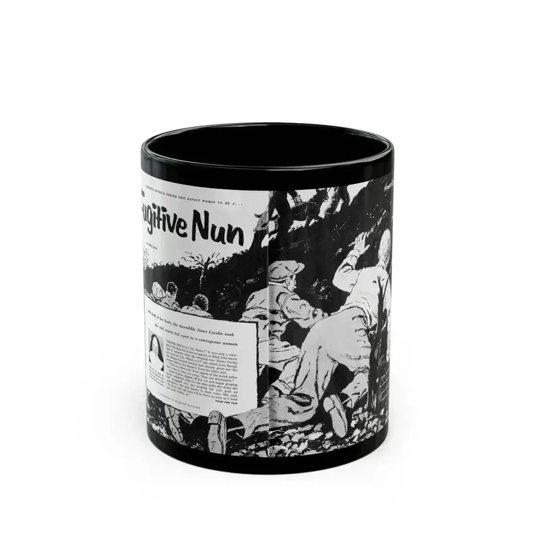 Fugitive Nun, True Woman's Adventures, May 1956 - Black Coffee Mug 11oz - Go Mug Yourself