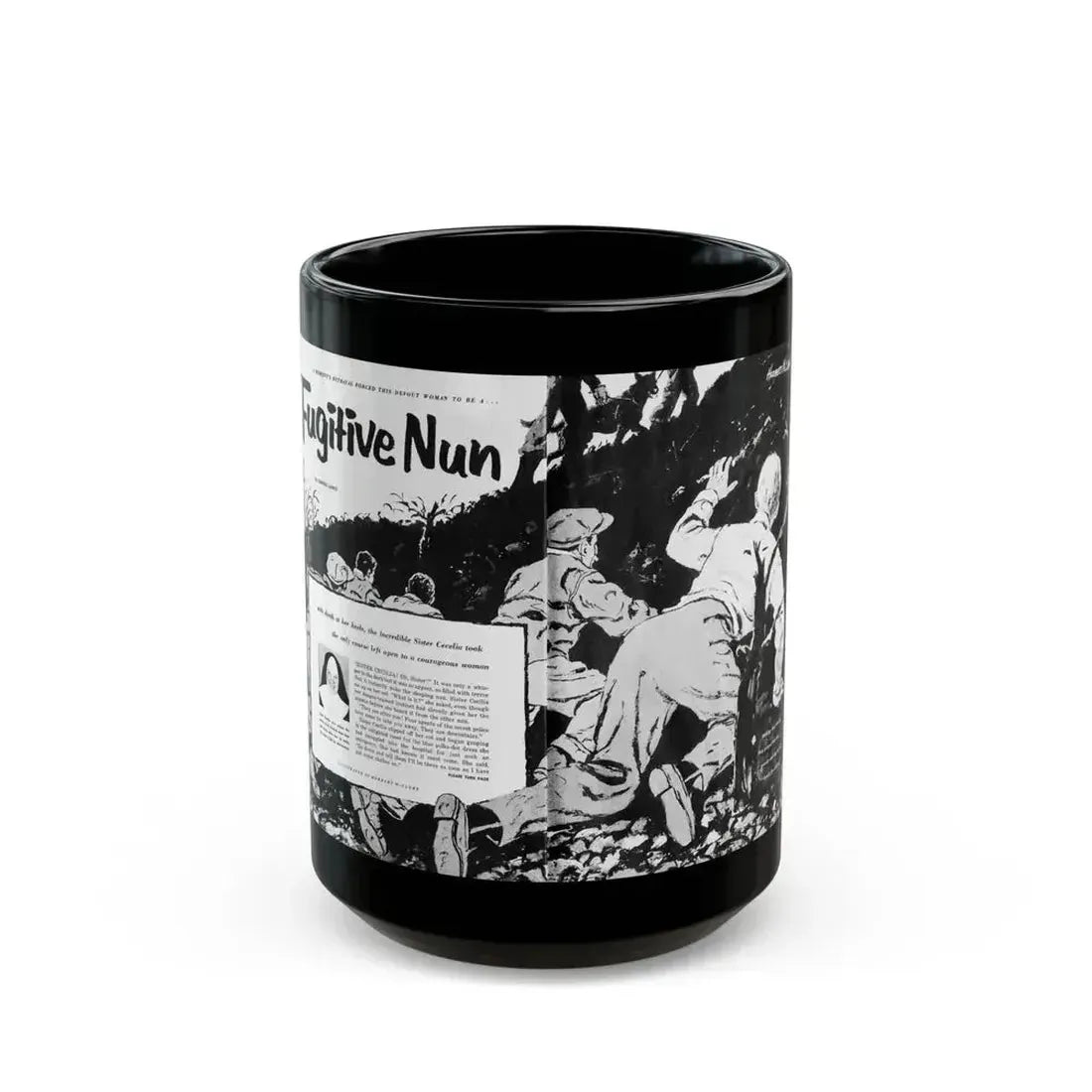Fugitive Nun, True Woman's Adventures, May 1956 - Black Coffee Mug 15oz - Go Mug Yourself