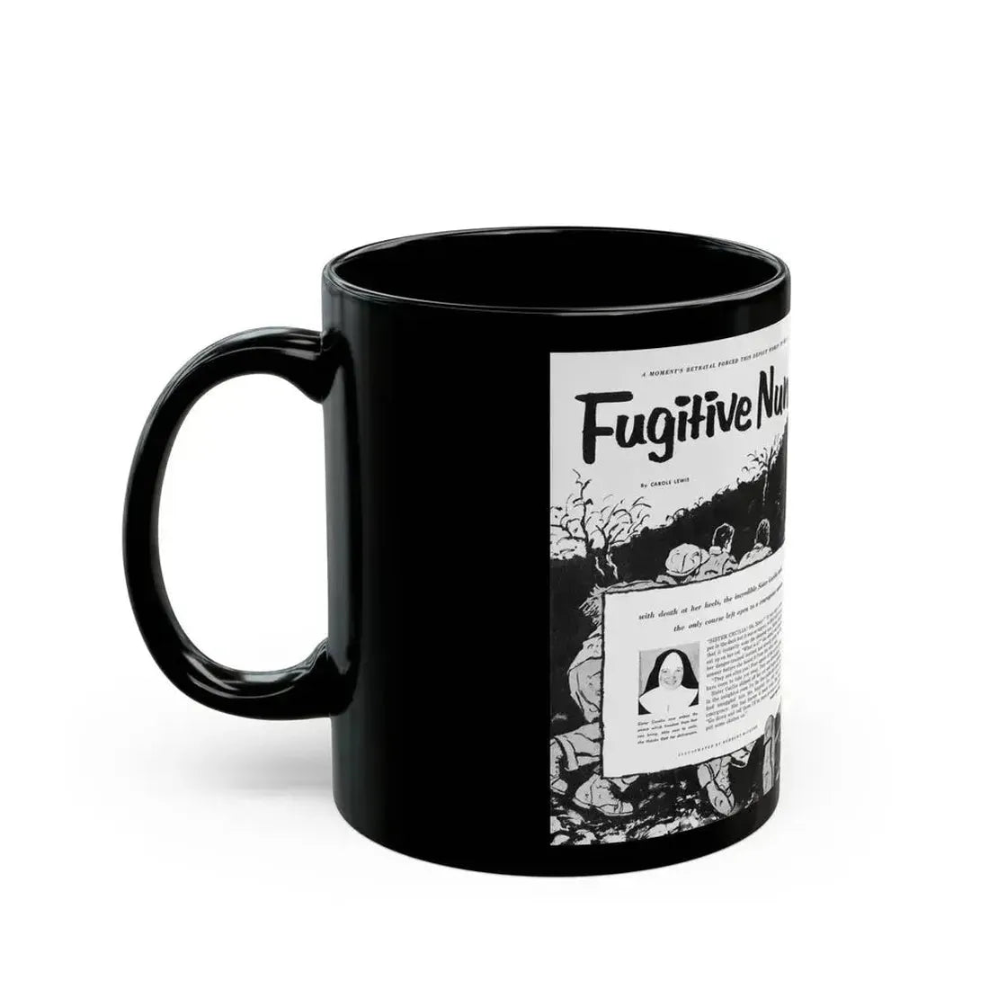 Fugitive Nun, True Woman's Adventures, May 1956 - Black Coffee Mug - Go Mug Yourself