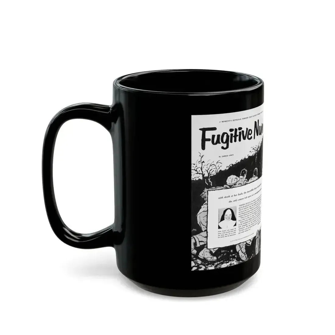 Fugitive Nun, True Woman's Adventures, May 1956 - Black Coffee Mug - Go Mug Yourself