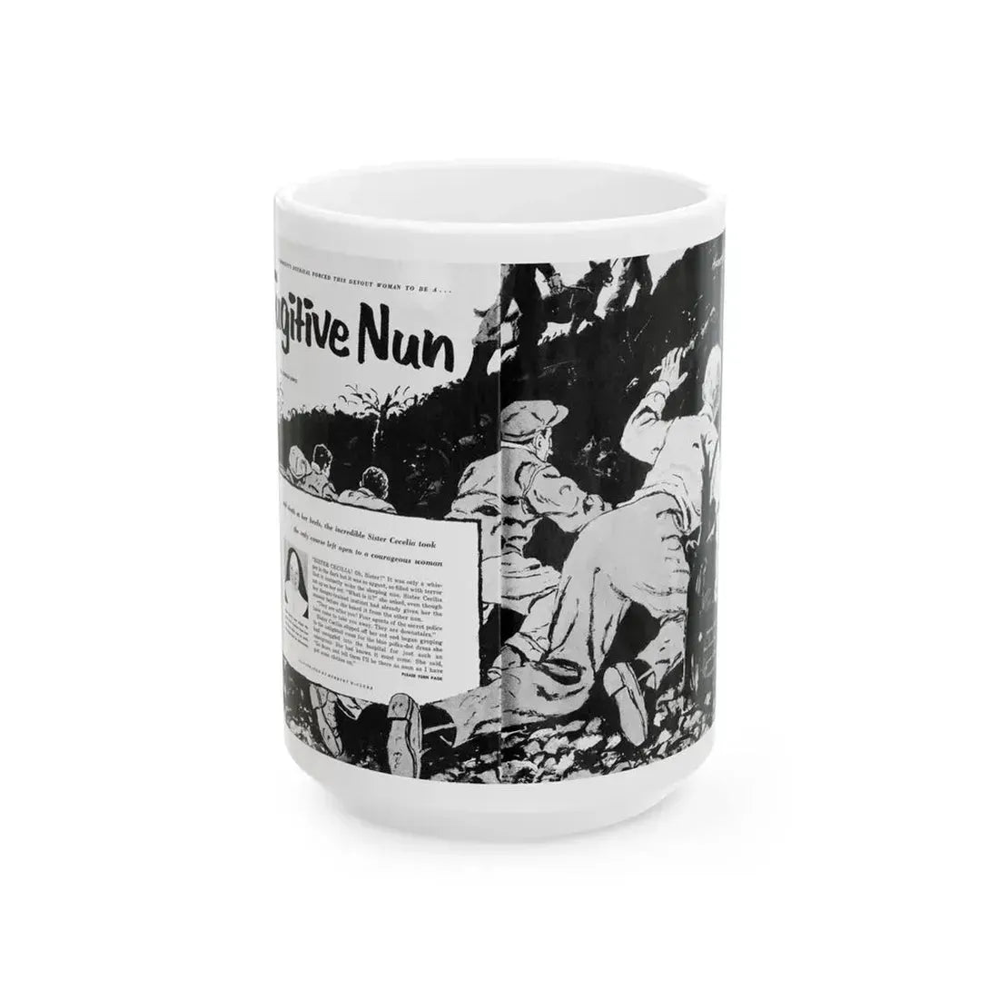Fugitive Nun, True Woman's Adventures, May 1956 - White Coffee Mug 15oz - Go Mug Yourself