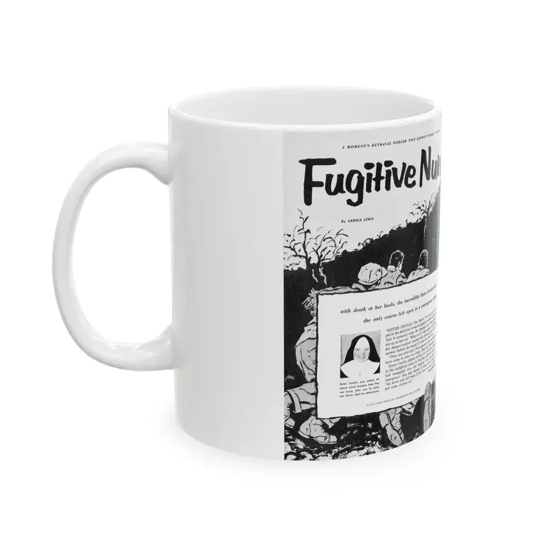 Fugitive Nun, True Woman's Adventures, May 1956 - White Coffee Mug - Go Mug Yourself