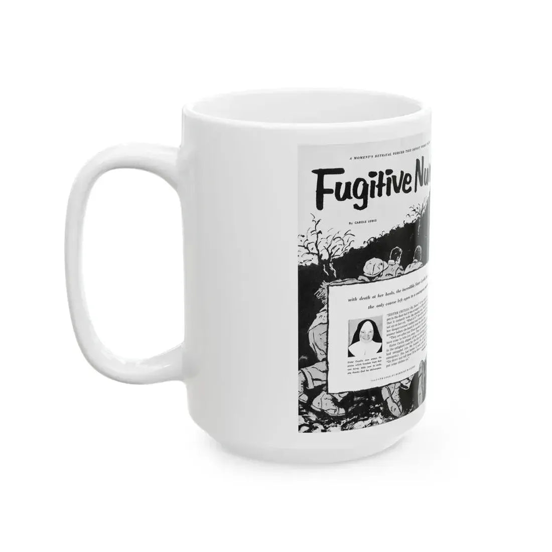 Fugitive Nun, True Woman's Adventures, May 1956 - White Coffee Mug - Go Mug Yourself