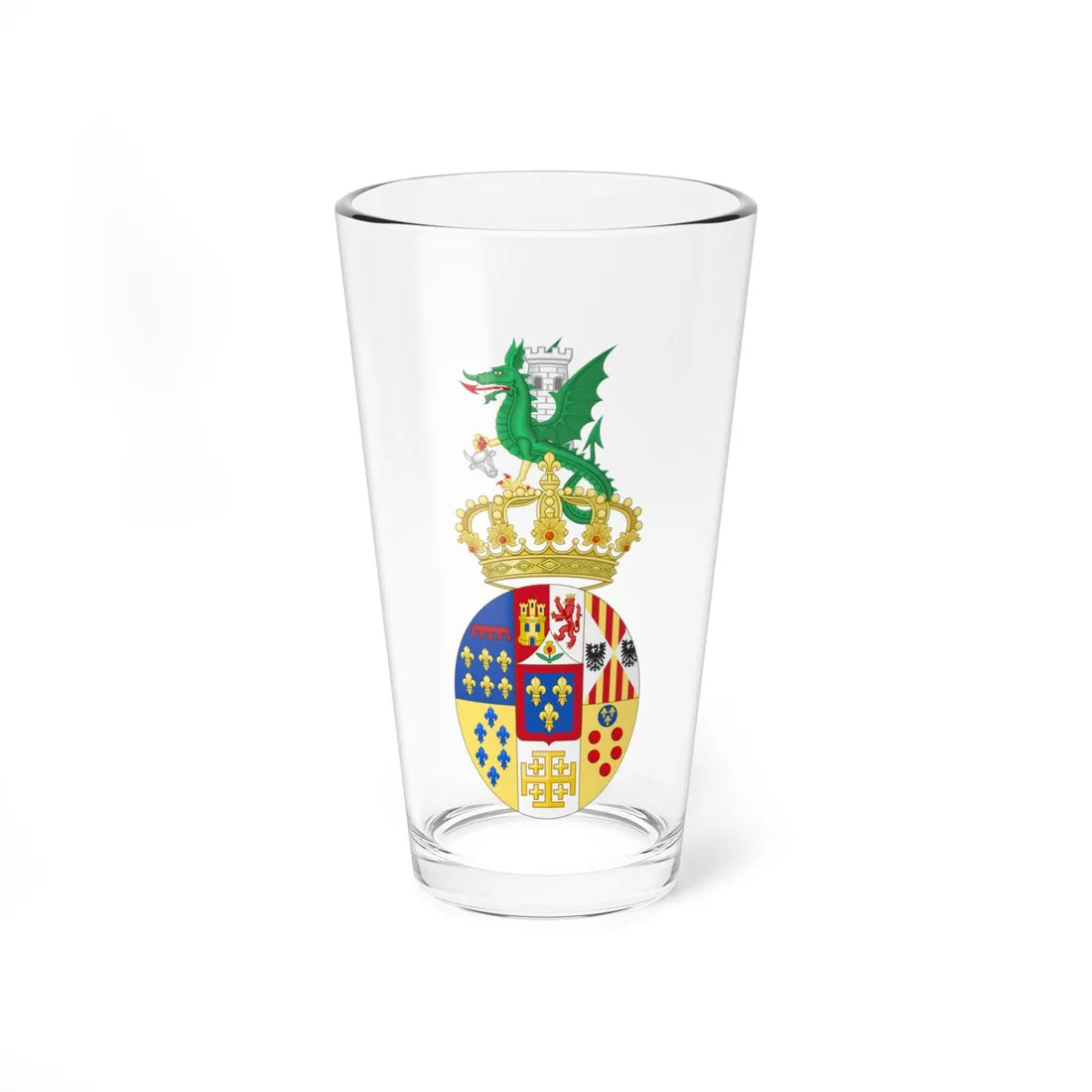 Full coat of arms of Prince Louis of the Two Sicilies Count of Trani (Italy) (Coat of Arms) Pint Glass 16oz 16oz - Go Mug Yourself